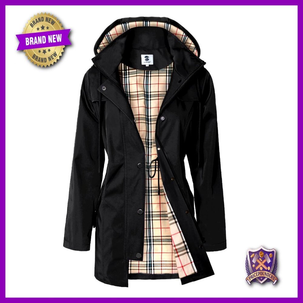 Long Hooded Rain Jacket Windbreaker Outdoor Active Performance Trench Coat